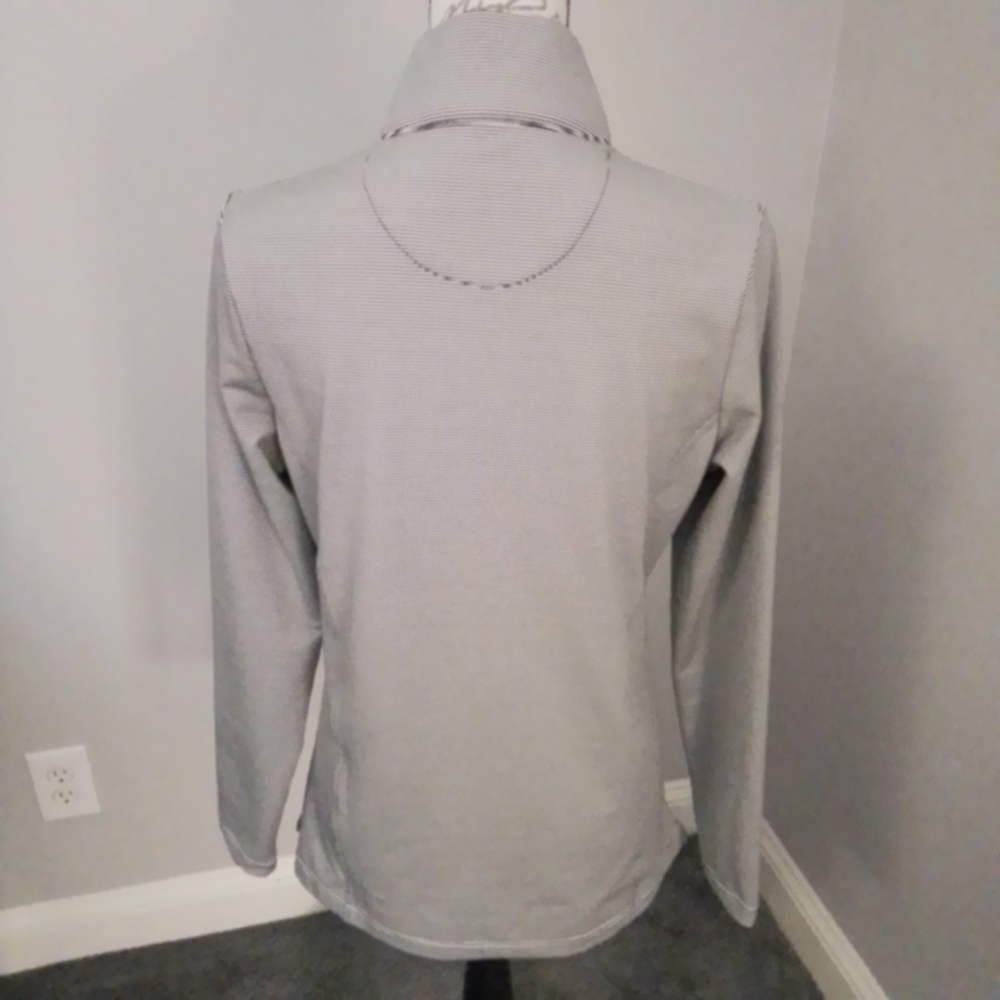 Peter Millar Boston College Black & White Striped Quarter Zip Jacket - M - Picture 6 of 10